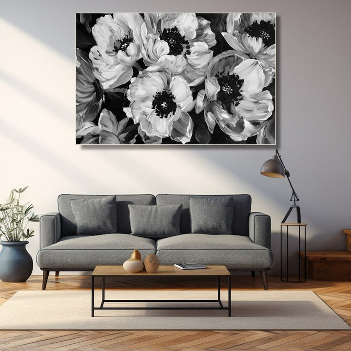 Tableau Fleurs Noir Et Blanc