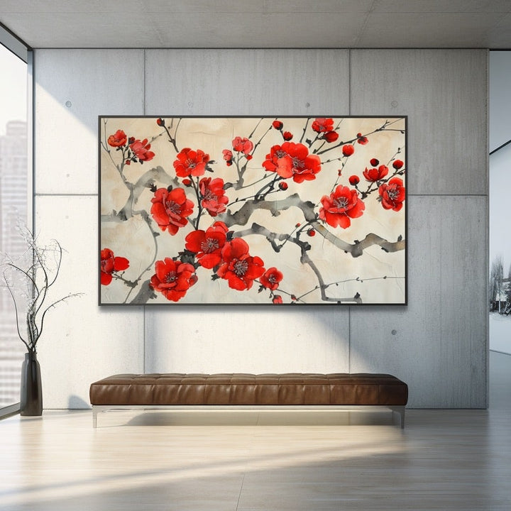 Tableau Fleurs Rouges Zen