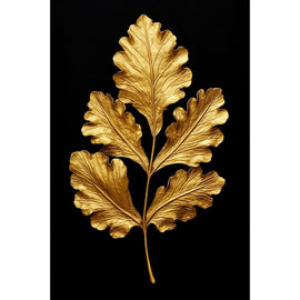 Tableau Noir Feuille Dorée, art mural décoration nature