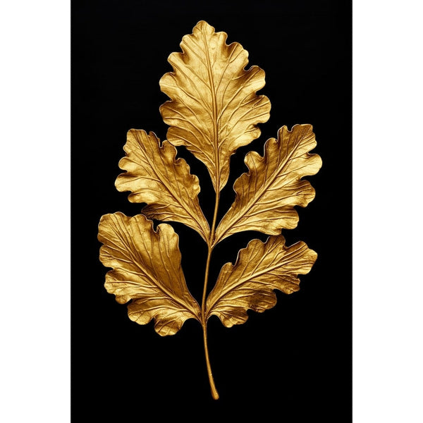 Tableau Noir Feuille Dorée, art mural décoration nature