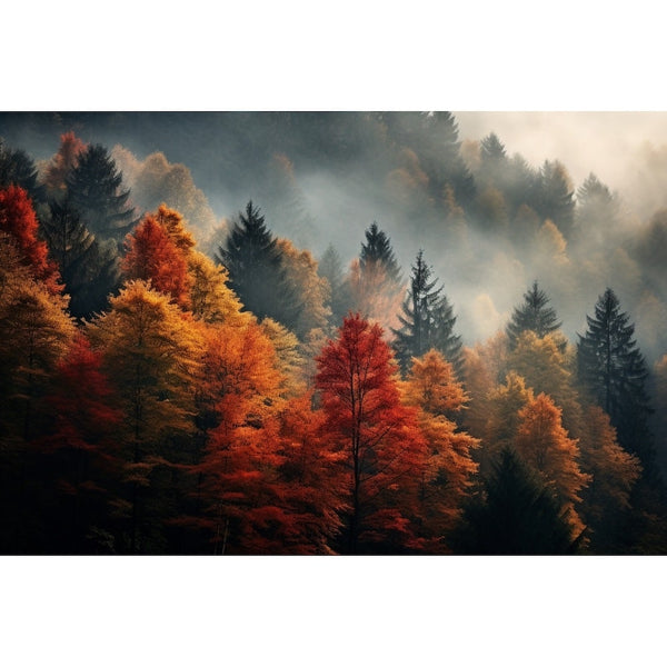 Tableau Forêt Flamboyante d'Automne, art mural décoration nature