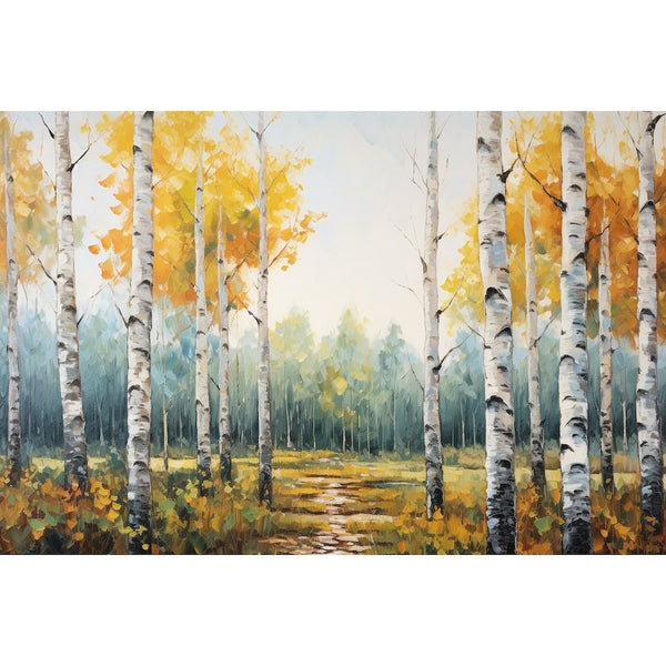 Tableau Abstrait Forêt Bouleaux, art mural décoration nature