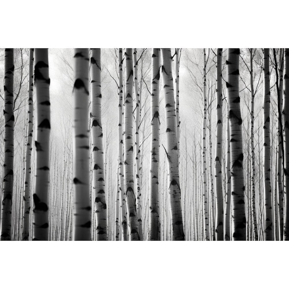 Tableau Forêt Bouleaux Noir et Blanc, art mural décoration nature