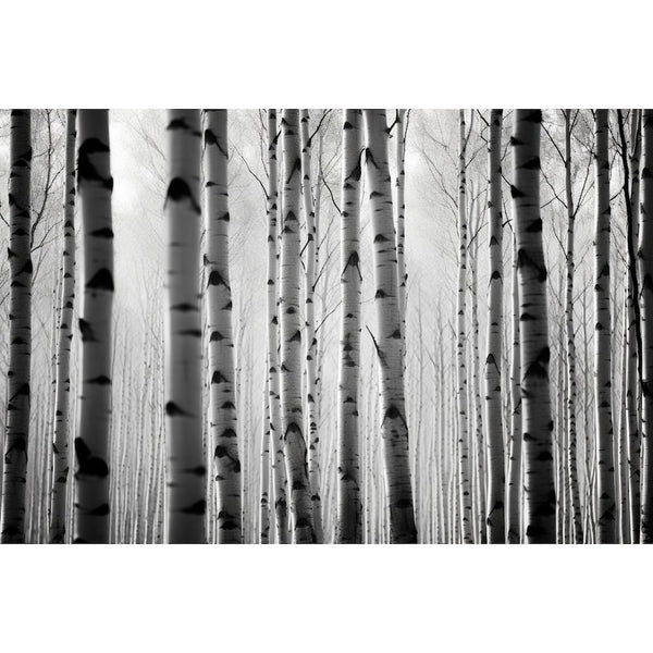 Tableau Forêt Bouleaux Noir et Blanc, art mural décoration nature
