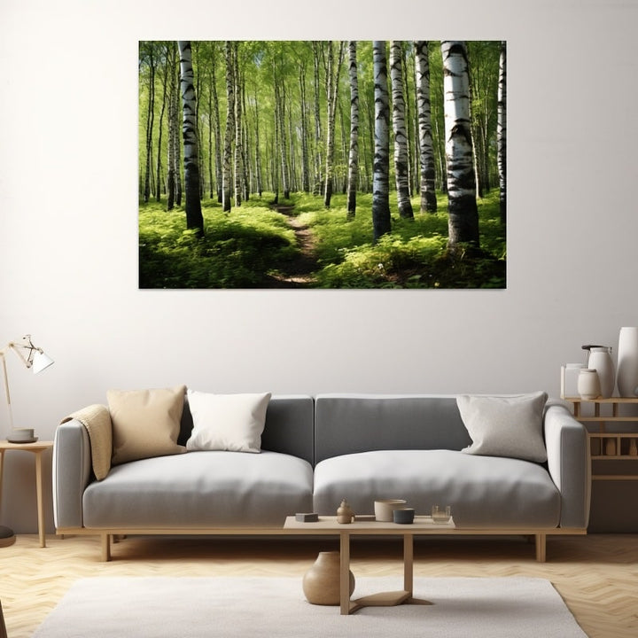 Tableau Forêt Bouleaux, art mural décoration nature