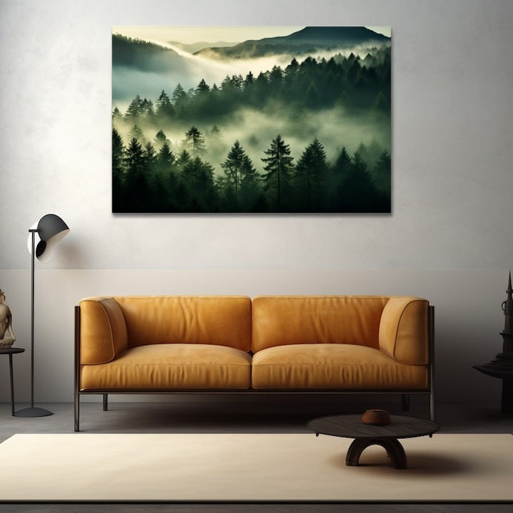 Tableau Forêt Brumeuse, art mural décoration nature