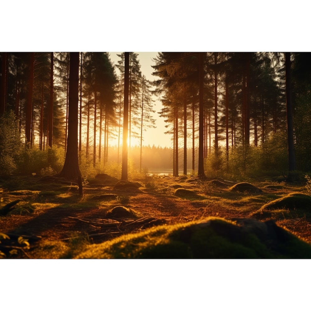 Tableau Coucher de Soleil Forêt, art mural décoration nature