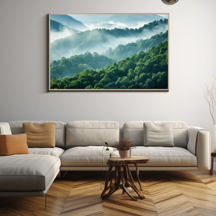 Tableau Forêt dans la Brume, art mural décoration nature