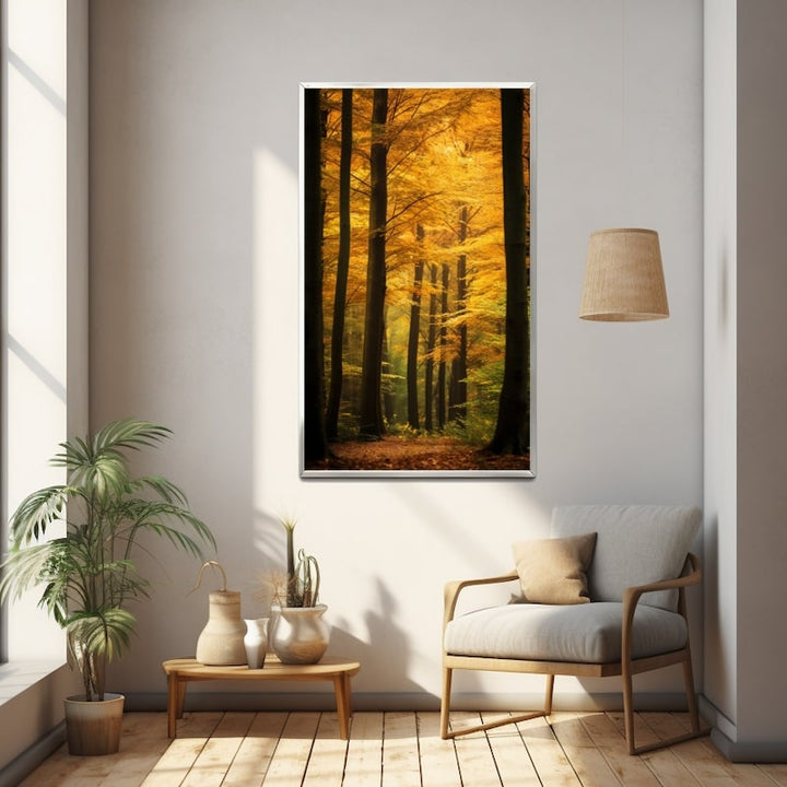 Tableau Hêtraie Dorée d'Automne, art mural décoration nature