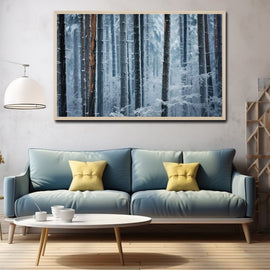 Tableau Forêt Givrée en Hiver, art mural décoration nature