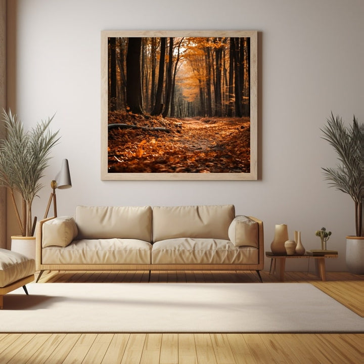 Tableau Forêt Orange, art mural décoration nature