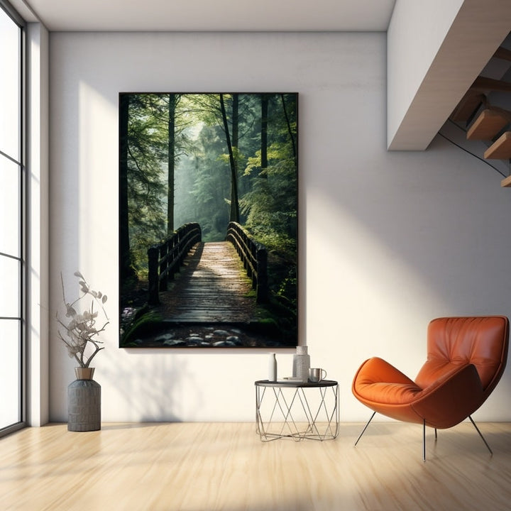 Tableau Forêt Pont, art mural décoration nature