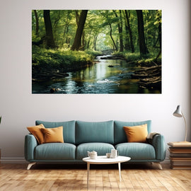 Tableau Forêt Rivière, art mural décoration nature