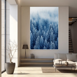 Tableau Forêt Scandinave Neige, art mural décoration nature