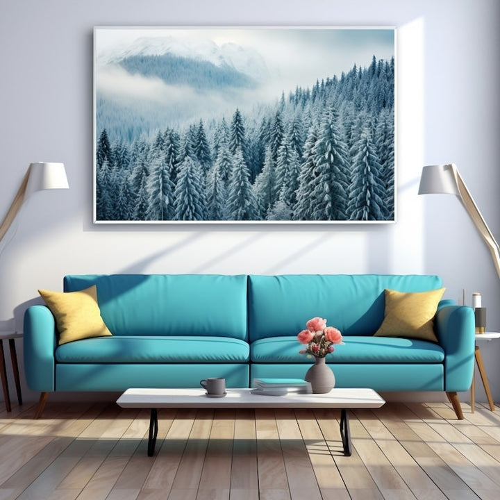 Tableau Forêt sous la Neige, art mural décoration nature