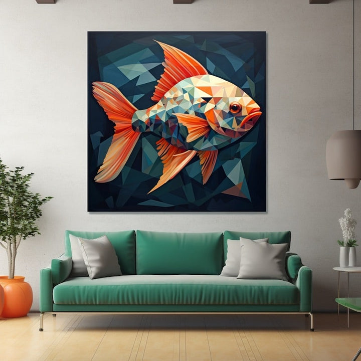 Tableau Formes Géométriques Poisson, art mural décoration nature