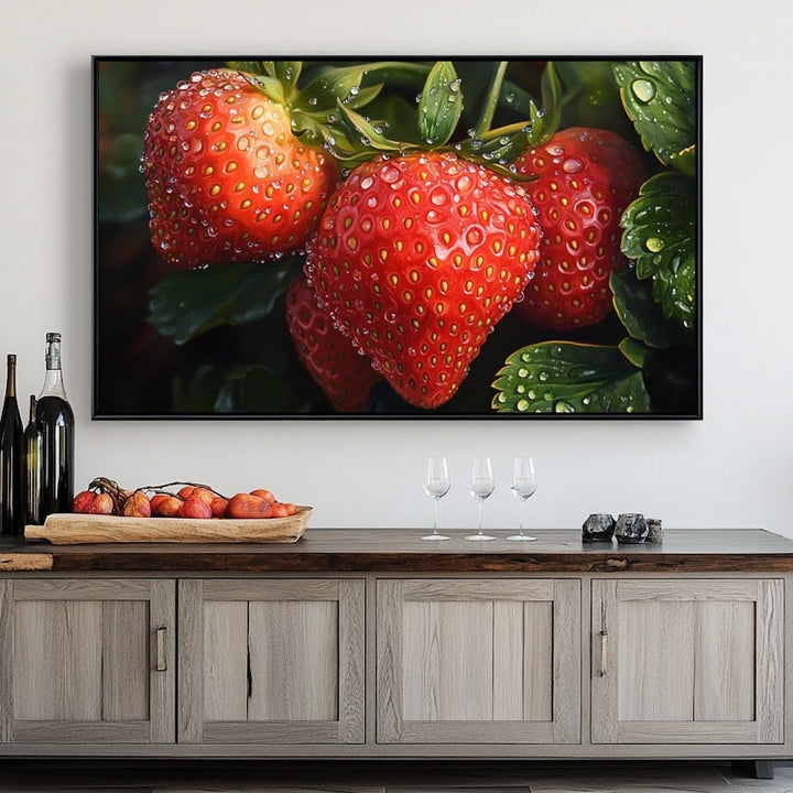 Tableau Fraises du Jardin, art mural décoration nature