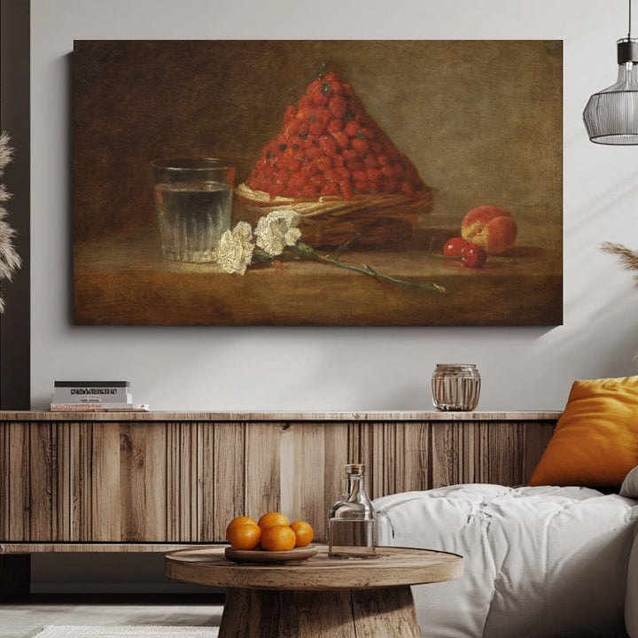Tableau Fraises Chardin, art mural décoration nature