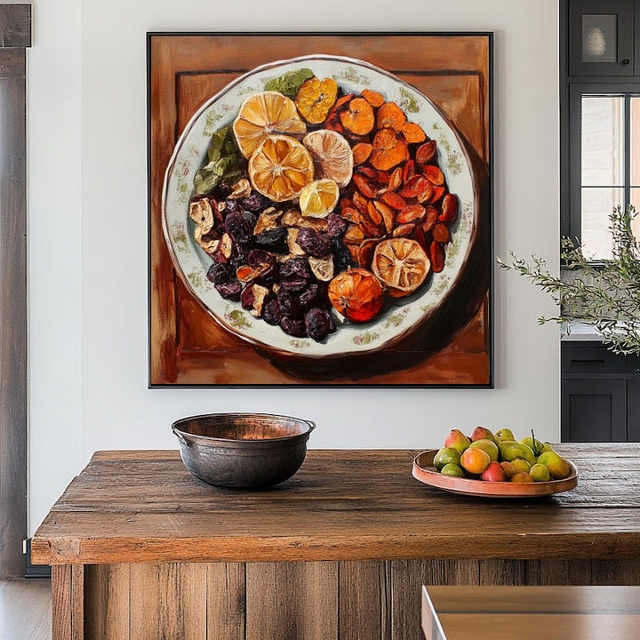 Tableau Fruits Séchés, art mural décoration nature