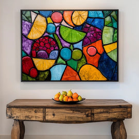 Tableau Fruits Vitrail, art mural décoration nature