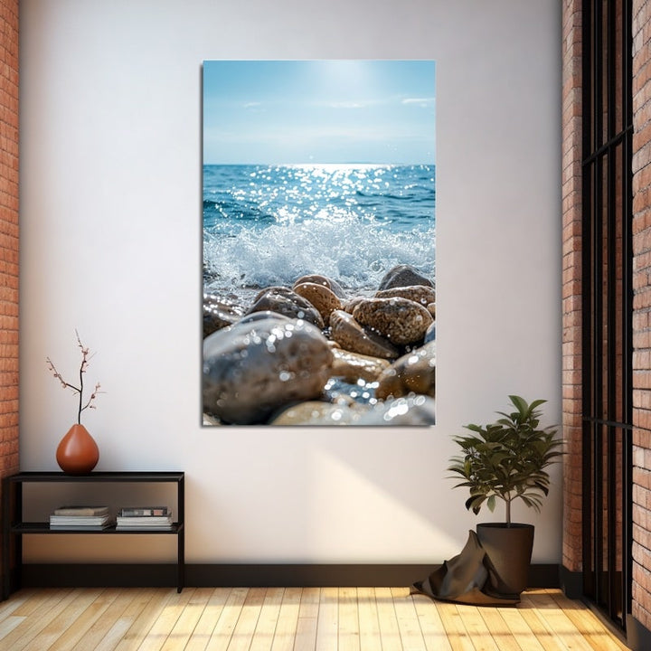Tableau Galets Mer, art mural décoration nature