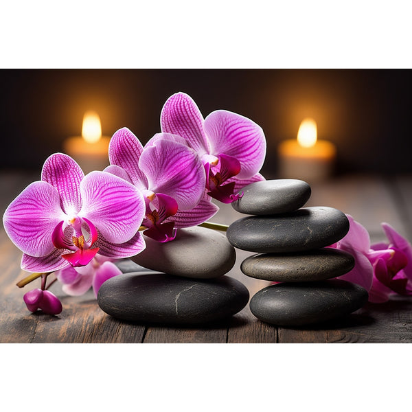 Tableau Galets Orchidée
