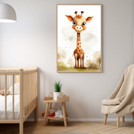 Tableau Bébé Girafe de Face, art mural décoration nature