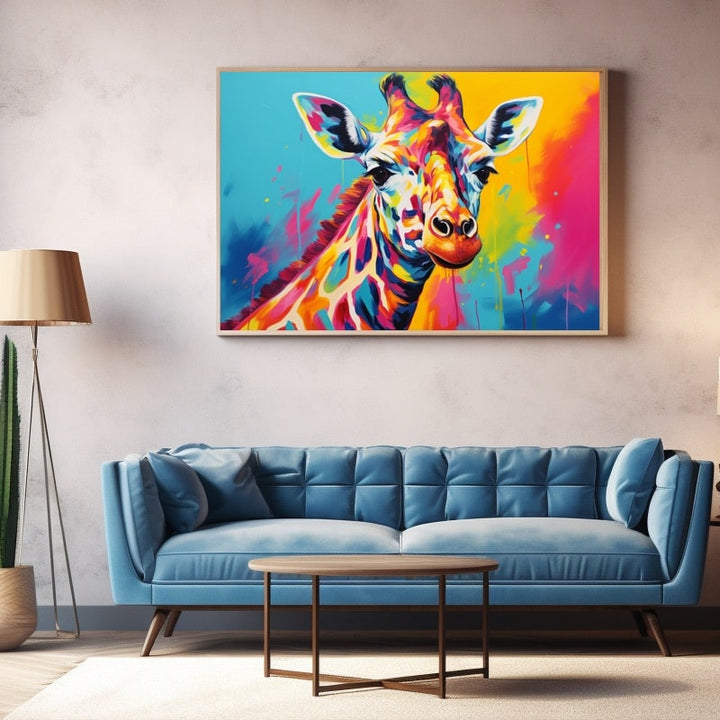 Tableau Girafe Coloré, art mural décoration nature