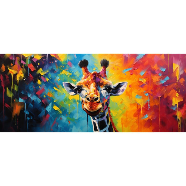 Tableau Girafe Colorée sur Plusieurs Parties, art mural décoration nature