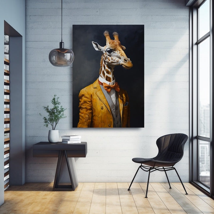 Tableau Girafe Costumée, art mural décoration nature