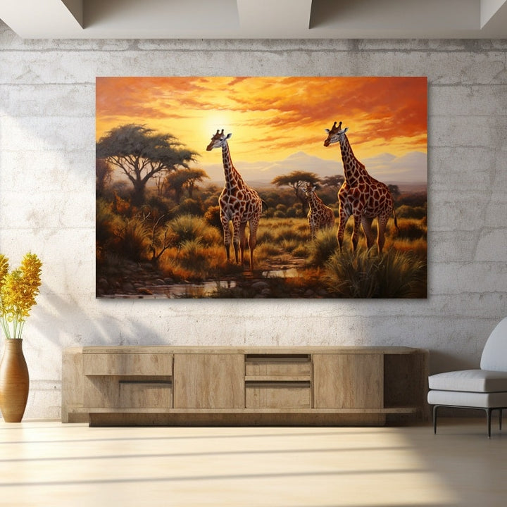 Tableau Girafe Couleur, art mural décoration nature