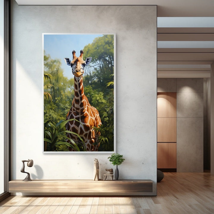 Tableau Girafe dans la Verdure, art mural décoration nature