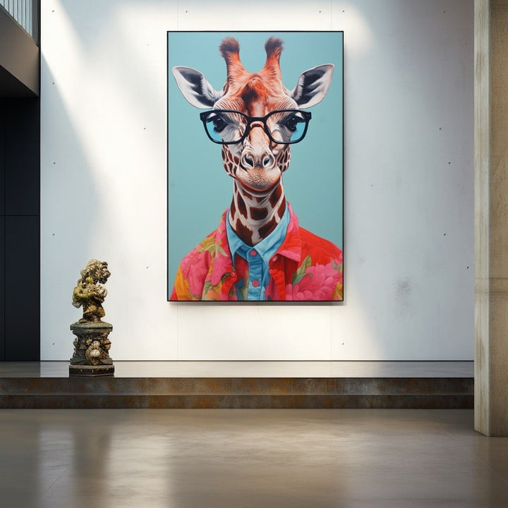 Tableau Girafe Lunettes, art mural décoration nature