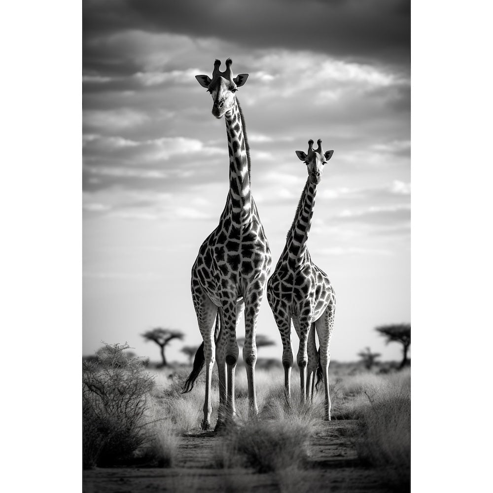 Tableau Girafe Noir et Blanc, art mural décoration nature