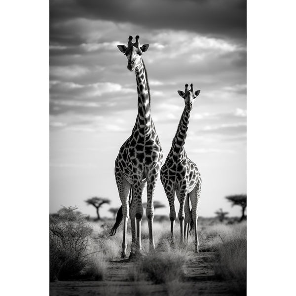 Tableau Girafe Noir et Blanc, art mural décoration nature