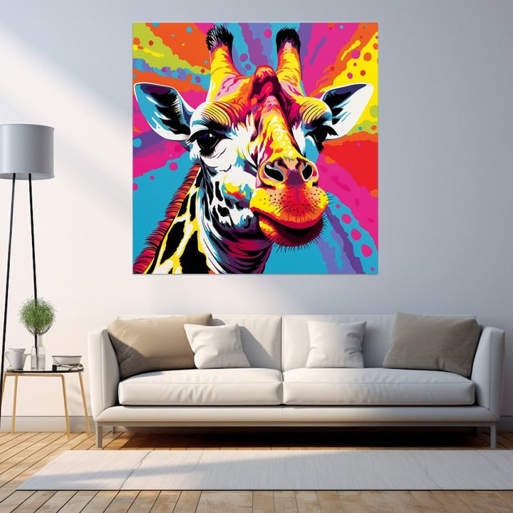 Tableau Girafe Pop Art, art mural décoration nature