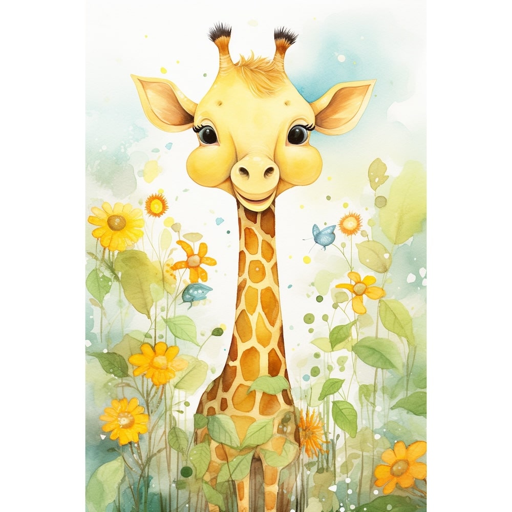 CHILDHOME Peinture à l'huile enfant girafe 30x40 cm