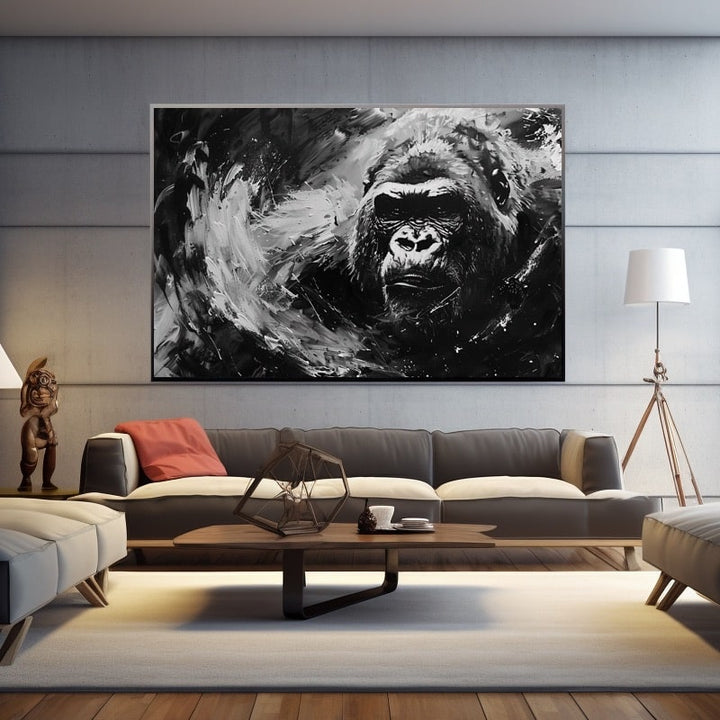 Tableau Gorille Noir, art mural décoration nature