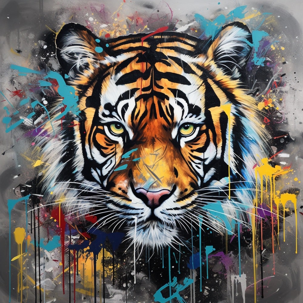 Tableau tigre street-art coloré - Tableau animaux