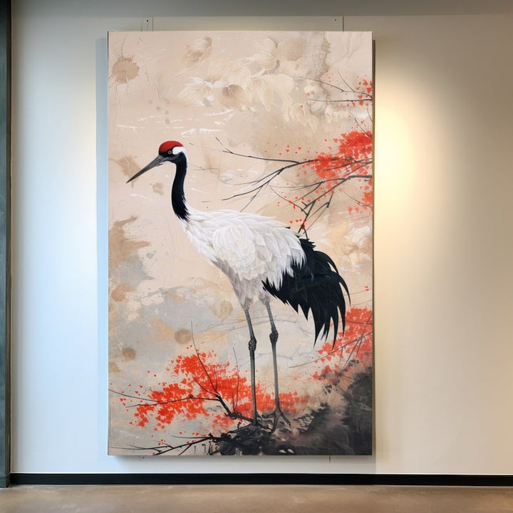 Tableau Grue Japonaise, art mural décoration nature