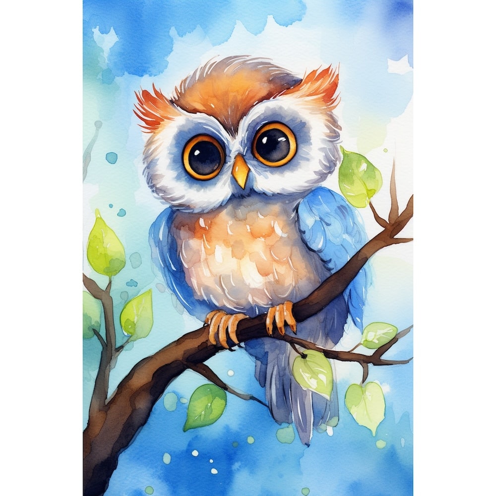 Tableau Hibou Bébé, art mural décoration nature, vue 2