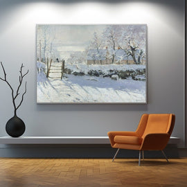 Tableau la Pie dans la Neige, art mural décoration nature