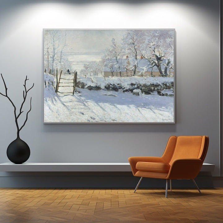 Tableau la Pie dans la Neige, art mural décoration nature