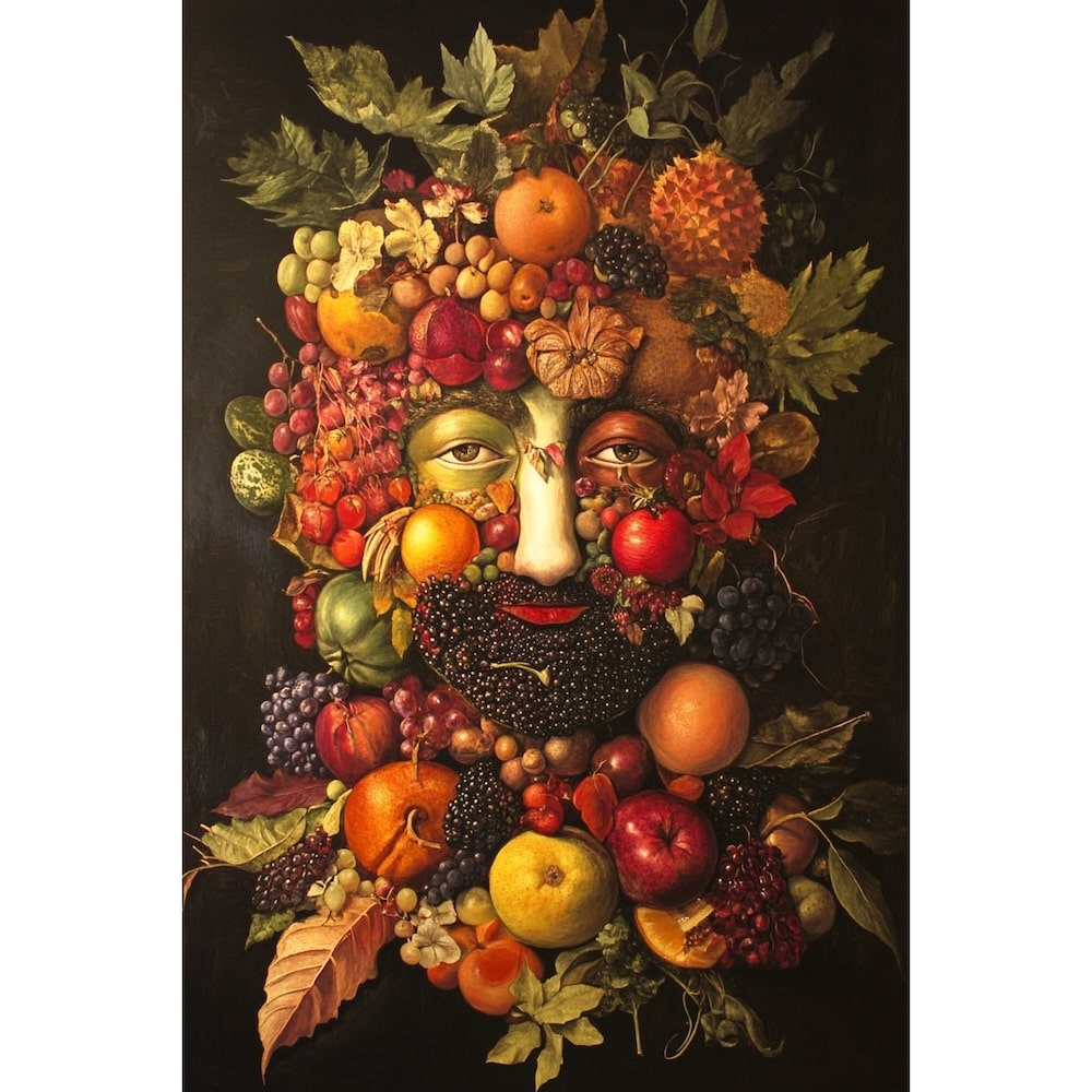 Tableau Homme Fruits et Légumes