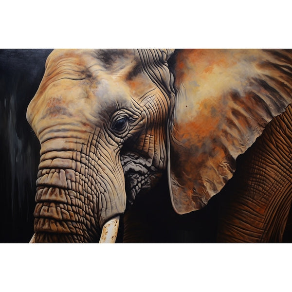 Tableau à Huile Éléphant, art mural décoration nature
