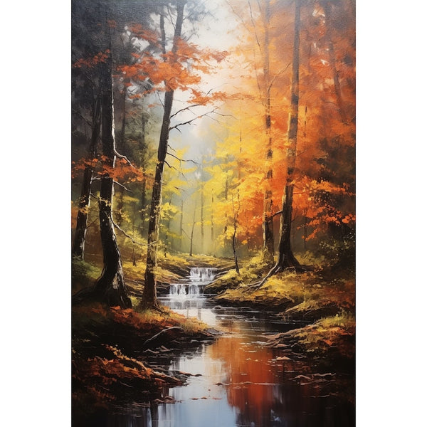 Tableau à l'Huile Forêt en Automne, art mural décoration nature