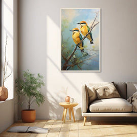 Tableau Huile Oiseaux, art mural décoration nature