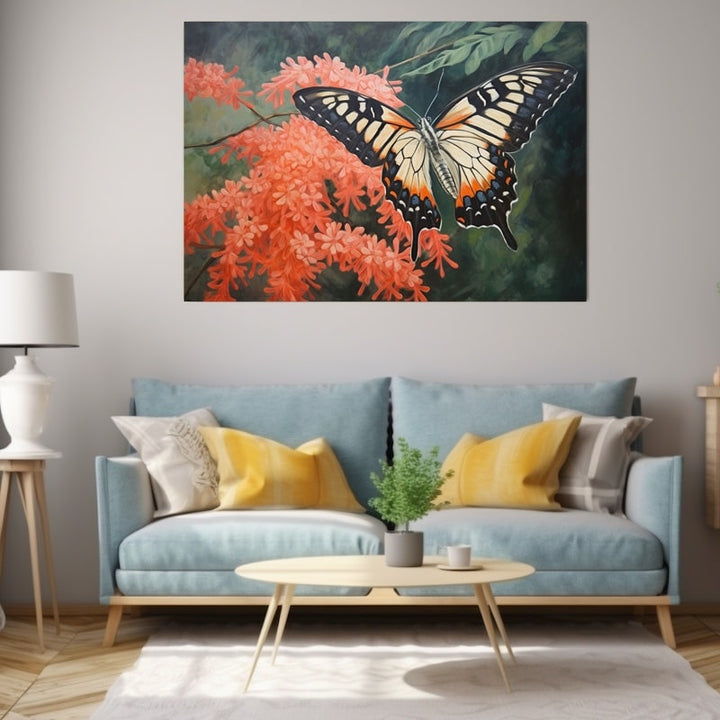 Tableau Huile Zen Papillon, art mural décoration nature