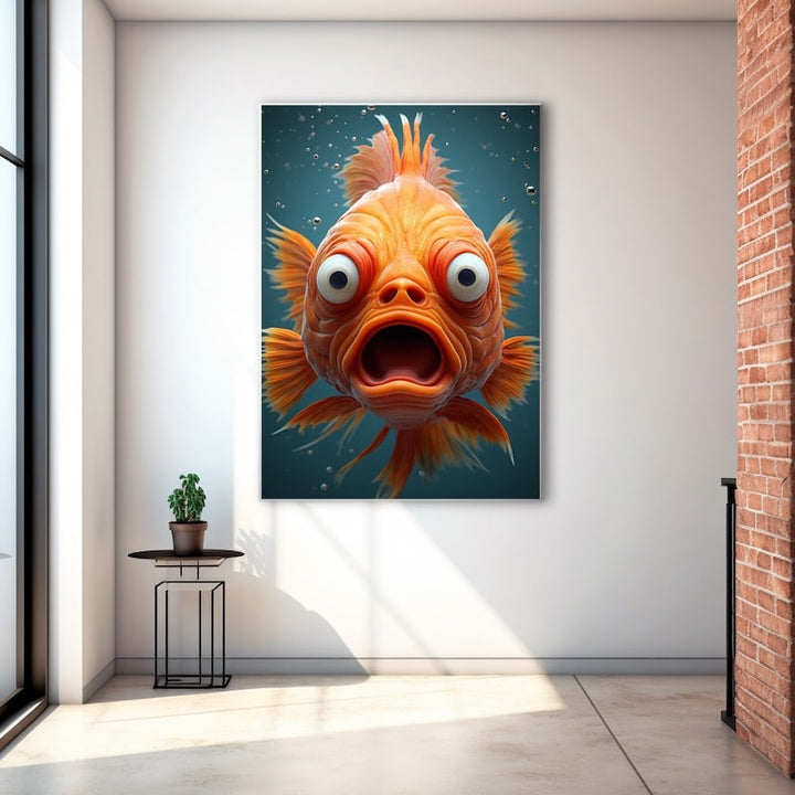 Tableau Humoristique de Poisson, art mural décoration nature