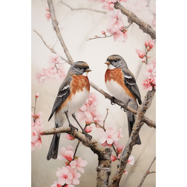 Tableau Fleurs Oiseaux Japonais, art mural décoration nature, vue 2